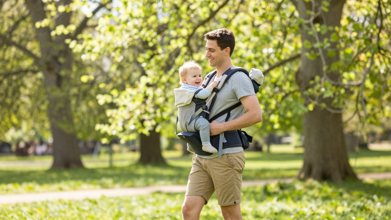 Toddler on parent's hip exploring outdoors