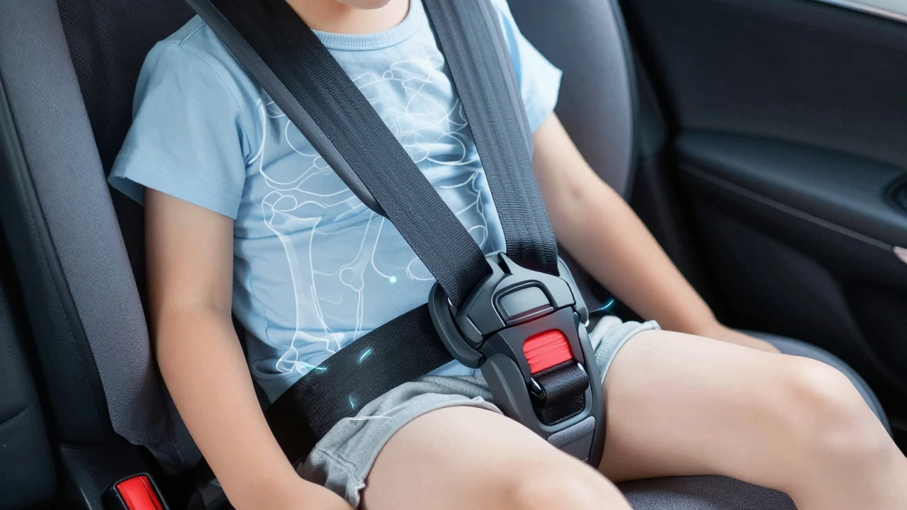 Diagram showing correct seatbelt fit on hips