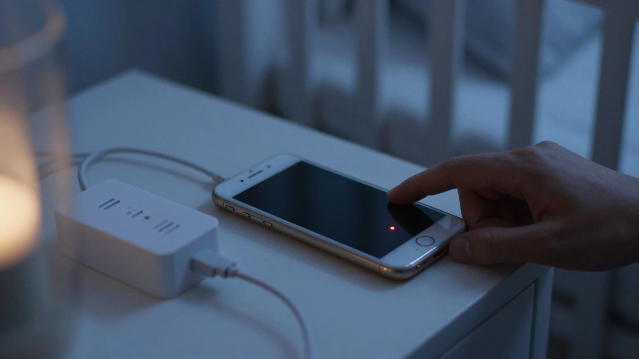 Hand checking temperature of bare phone used as monitor