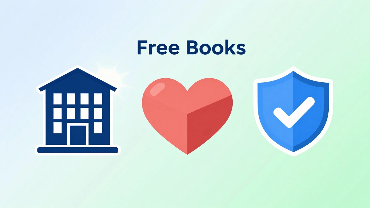 Icons representing libraries, charities, and safe book sources